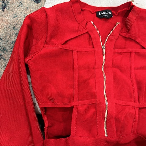 BEBE ✨ Red Body Con bandage Cut Out Bodysuit Size Small S - Picture 2 of 6